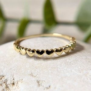 Dainty Mini Hearts 14k Gold Plated Band Ring 925 Sterling Silver Valentines gift